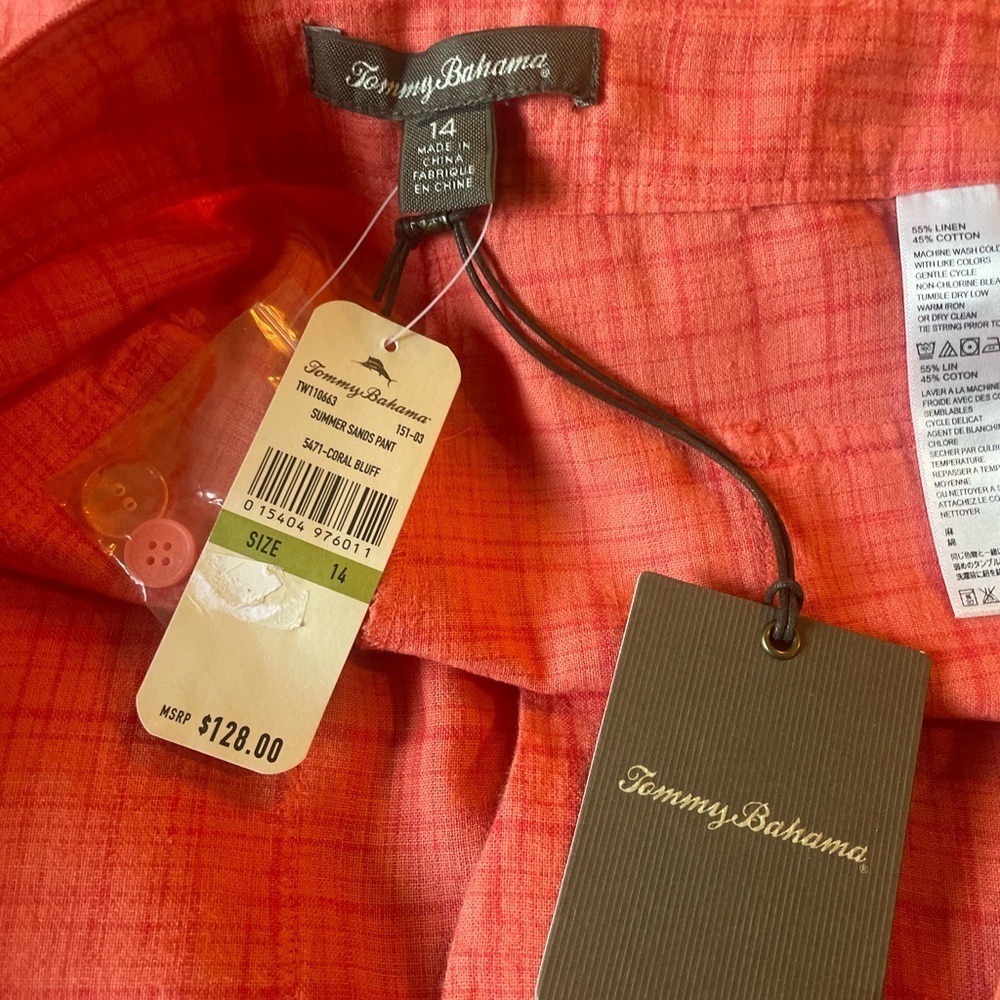 Tommy Bahama women’s linen & cotton Coral Pants size 14 - Picture 8 of 11